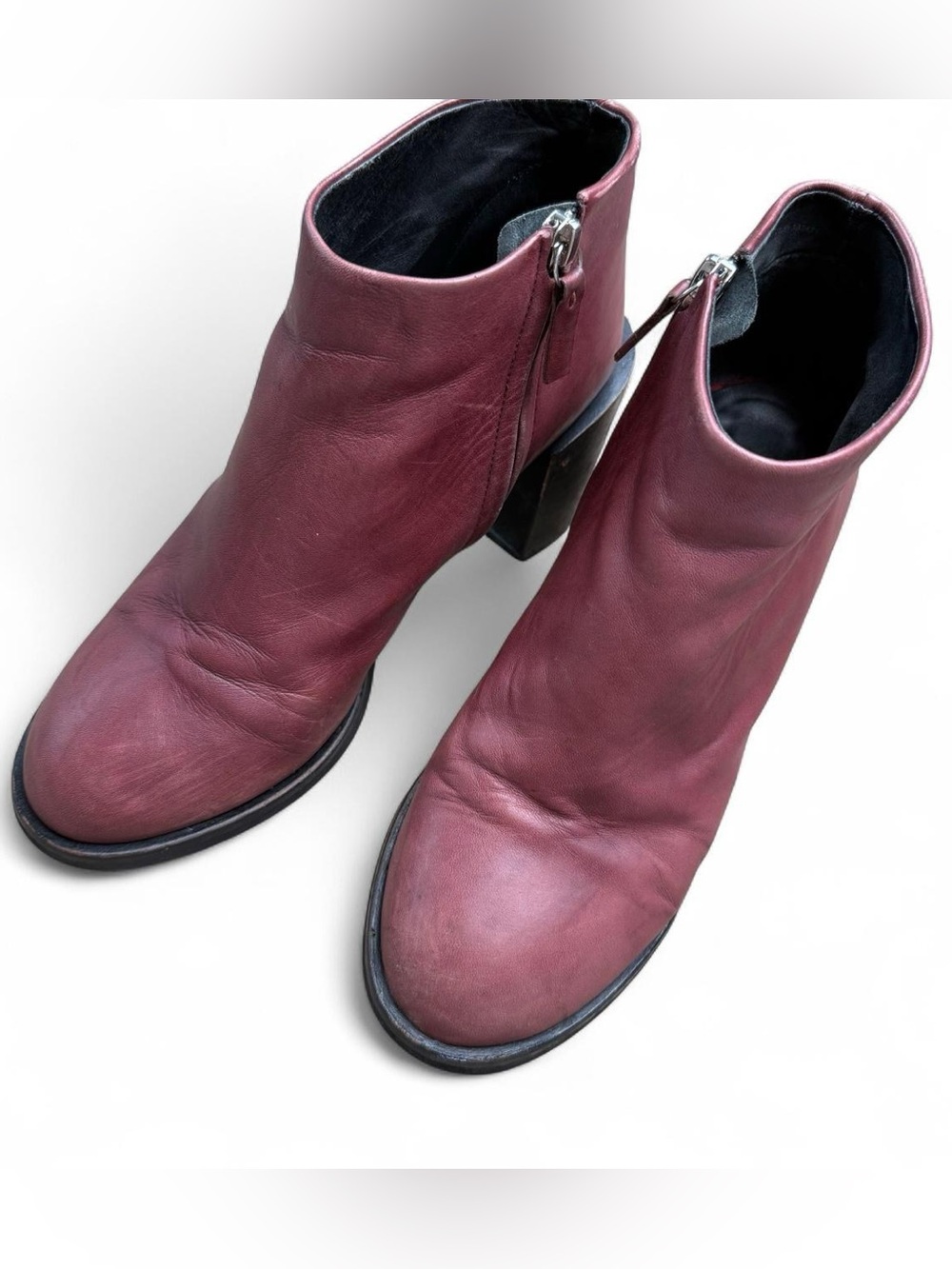 COS Limited Collection Burgundy Leather Block Heel Boots EU 40 - Picture 3 of 8